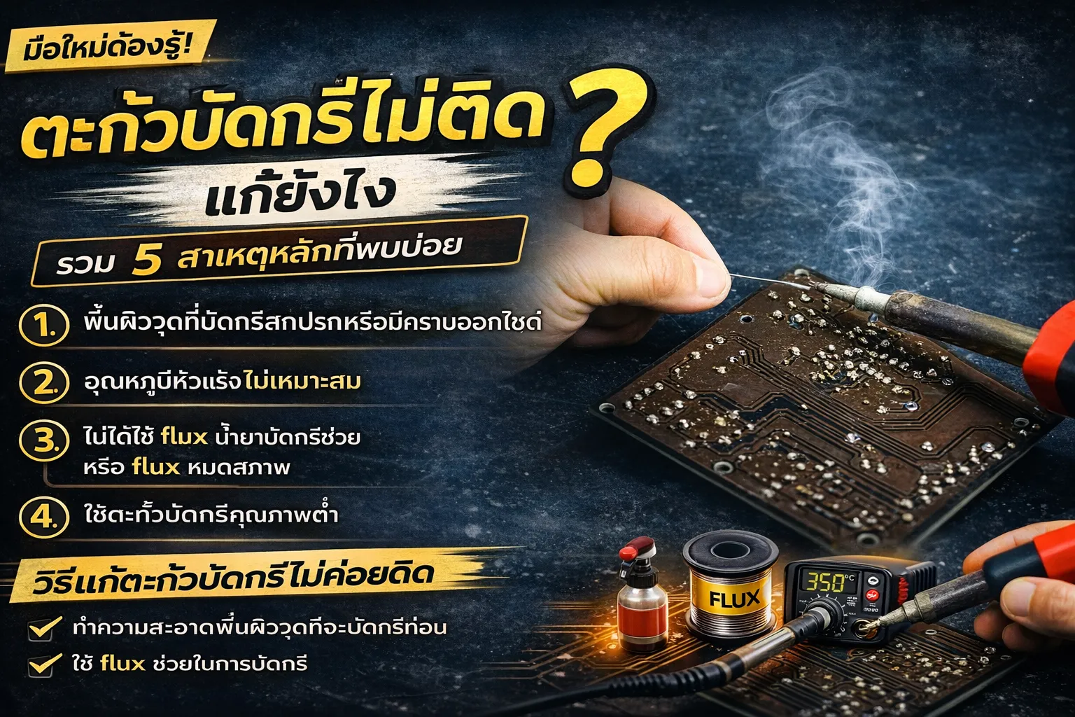 ตะกั่วบัดกรีไม่ติด แก้ยังไง