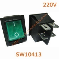 สวิทช์มีไฟ 220 V 4ขา สีเขียว