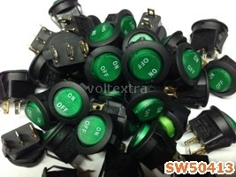 สวิทช์มีไฟ 220 V 3ขา กลม สีเขียว