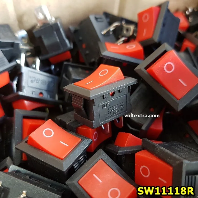 สวิทช์ ON-OFF เหลี่ยมล็ก 2ขา สีแดง