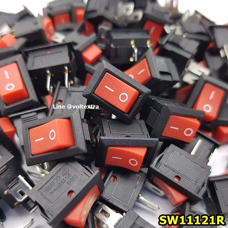 สวิทช์ ON-OFF เหลี่ยมจิ๋ว 2ขา สีแดง