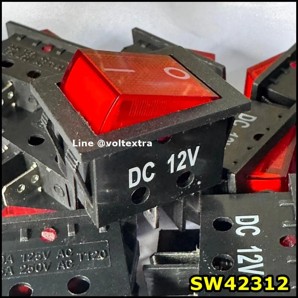 สวิตช์มีไฟ 12 V 4ขา สีแดง